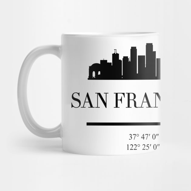 SAN FRANCISCO CALIFORNIA BLACK SILHOUETTE SKYLINE ART by deificusArt